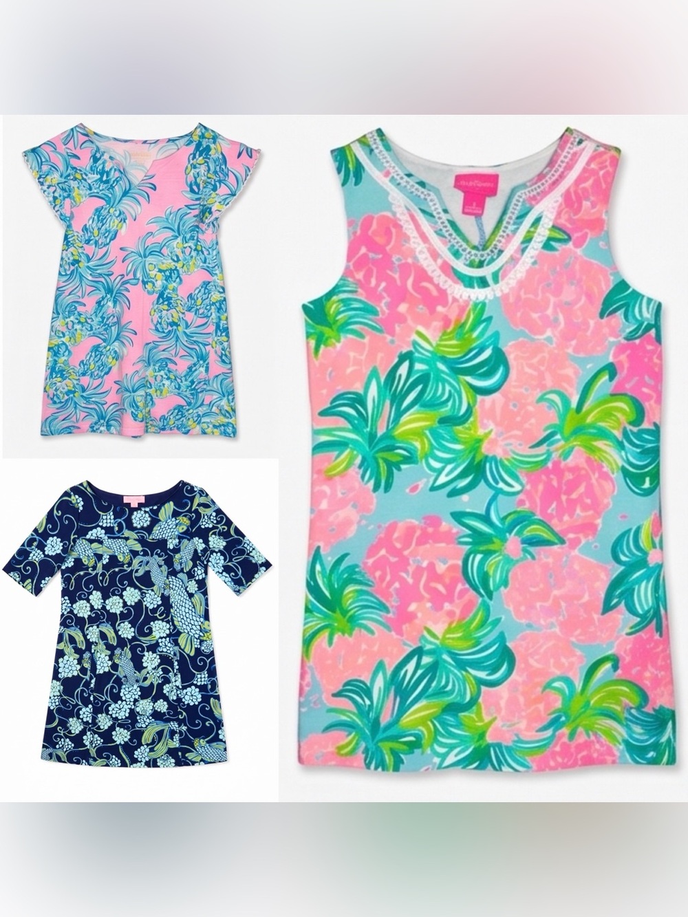 Lilly Pulitzer Girls Dress Bundle 3-Pack Size Medium 6-7 Harper Astara Koi Fish